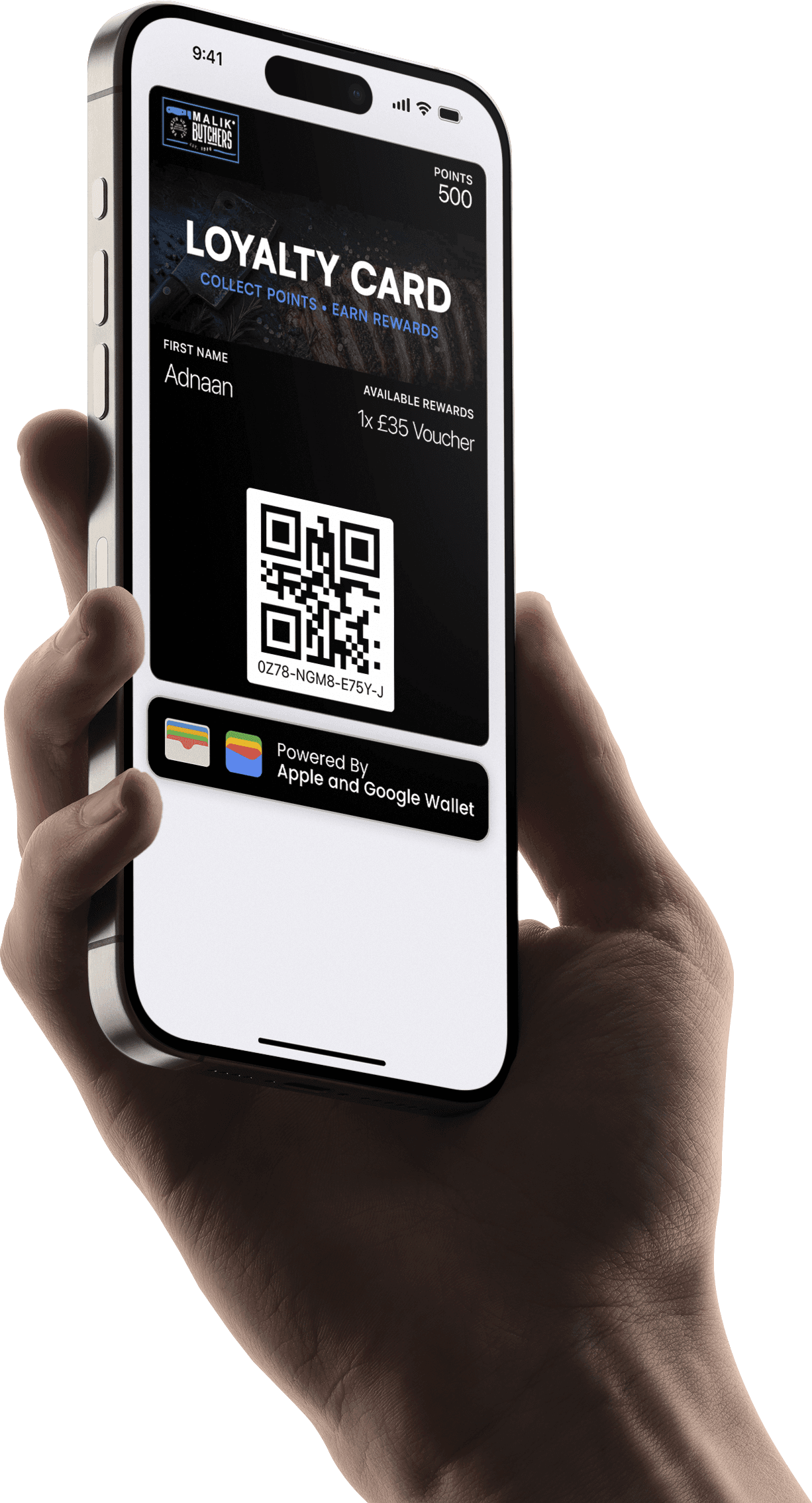 Malik Butchers loyalty card in Apple Wallet